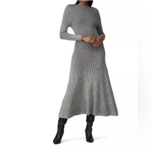 Mara Hoffman Jasmine Gray Ribbed Mock Neck Long Sleeve Dress size XL